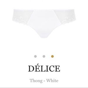BNWT Simone Perele white lace “delice” thong sz 3